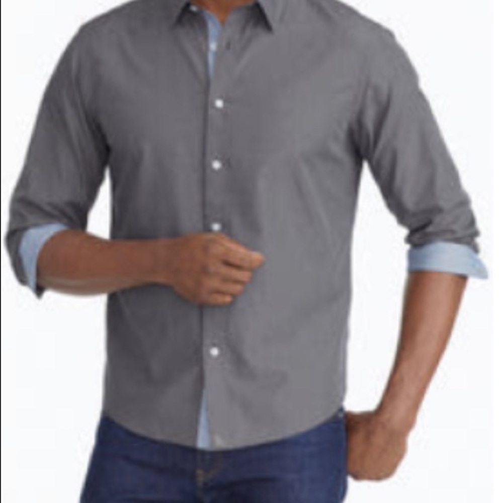 UNTUCKIt Classic Gray Cotton Shirt with Diamond Print Trim - XX Large Slim Fit